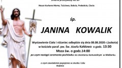 Zmarła Janina Kowalik. Żyła 89 lat.