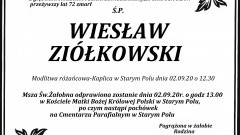 Zmarł Wiesław Ziółkowski. Żył 72 lata.