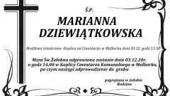 Zmarła Marianna Dziewiątkowska. Żyła 89 lat.