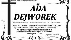 Zmarła Ada Dejworek.
