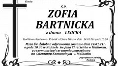 Zmarła Zofia Bartnicka z domu Lisicka.