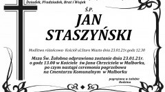 Zmarł Jan Staszyński. Żył 87 lat.