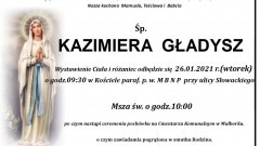 Zmarła Kazimiera Gładysz. Żyła 91 lat.