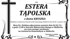 Zmarła Estera Tąpolska z domu Kruszka.