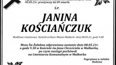 Zmarła Janina Kościańczuk. Żyła 89 lat.