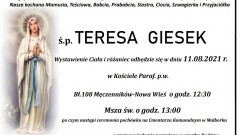 Zmarła Teresa Giesek. Żyła 70 lat.