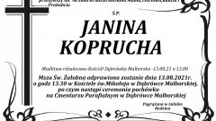 Zmarła Janina Koprucha. Żyła 98 lat.