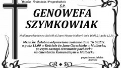 Zmarła Genowefa Szymkowiak. Żyła 85 lat.