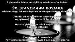 Kondolencje Zarządu i Pracowników Powiatowego Centrum Zdrowia Sp. z o.o. w Malborku.