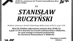 Zmarł Stanisław Ruczyński. Żył 70 lat.