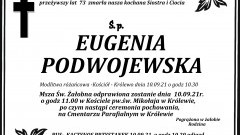 Zmarła Eugenia Podwojewska. Żyła 73 lata.