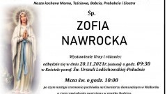 Zmarła Zofia Nawrocka. Żyła 77 lat.