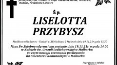 Zmarła Liselotta Przybysz. Miała 75 lat.