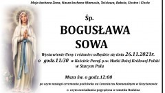 Zmarła Bogusława Sowa. Żyła 65 lat.