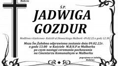 Zmarła Jadwiga Gozdur. Żyła 90 lat.