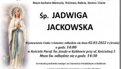 Zmarła Jadwiga Jackowska. Żyła 74 lata.