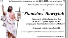 Zmarł Stanisław Hawryluk. Żył 78 lat.