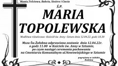 Zmarła Maria Topolewska. Żyła 69 lat.