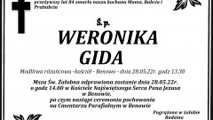 Zmarła Weronika Gida. Żyła 84 lata. 