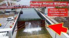 Przekop Mierzei Wiślanej. Początek zalewania śluzy wodą 1 czerwca 2022