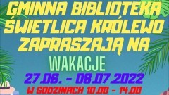 Gmina Stare Pole. Wakacje z biblioteką – szczegóły na plakacie.