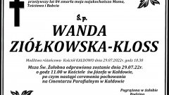 Zmarła Wanda Ziółkowska - Kloss. Żyła 84 lata.