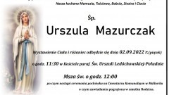 Zmarła Urszula Mazurczak. Żyła 71 lat.