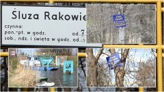 Śluza Rakowiec. Stanowisko Departamentu Rybactwa Państwowego Gospodarstwa Wodnego Wody Polskie.