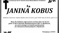 Zmarła Janina Kobus. Żyła 87 lat.
