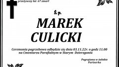 Zmarł Marek Culicki. Żył 67 lat.