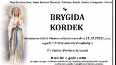 Zmarła Brygida Kordek. Żyła 69 lat.