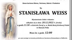 Zmarła Stanisława Weiss. Żyła 81 lat.