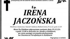 Zmarła Irena Jaczońska. Miała 60 lat.