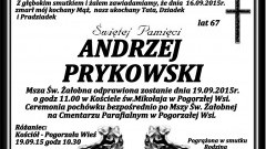 ZMARŁ ANDRZEJ PRYKOWSKI. ŻYŁ 67 LAT.