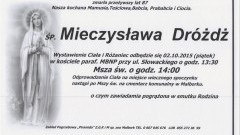 Zmarła Mieczysława Dróżdż. Żyła 87 lat.