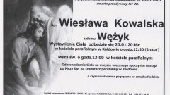 Zmarła Wiesława Kowalska. Żyła 80 lat.