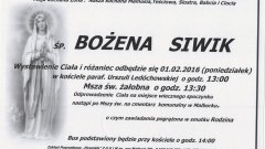 Zmarła Bożena Siwik. Żyła 61 lat.