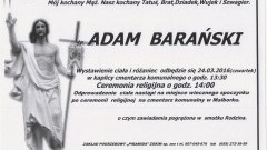 Zmarł Adam Barański. Żył 70 lat. 