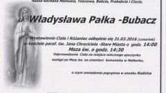 Zmarła Władysława Pałka-Bubacz. Żyła 83 lata.