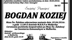 Zmarł Bogdan Koziej. Żył 61 lat.