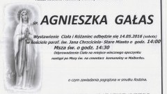 Zmarła Agnieszka Gałas. Żyła 78 lat.