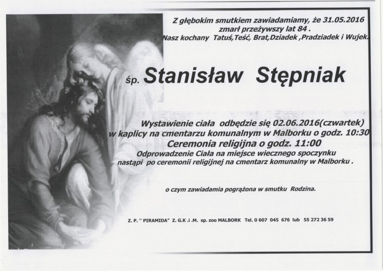 Zmarł Stanisław Stępniak. Żył 84 lata.