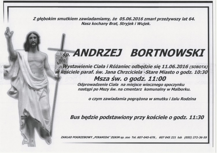 Zmarł Andrzej Bortnowski. Żył 64 lata.