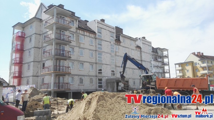 Budowa budynku mieszkalnego przy ul.Czerskiego w Malborku - prace przebiegają zgodnie z planem - 29.06.2016