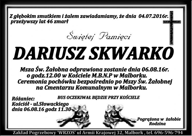 Zmarł Dariusz Skwarko. Żył 46 lat