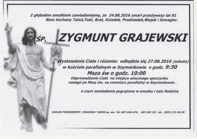 Zmarł Zygmunt Grajewski. Żył 81 lat.