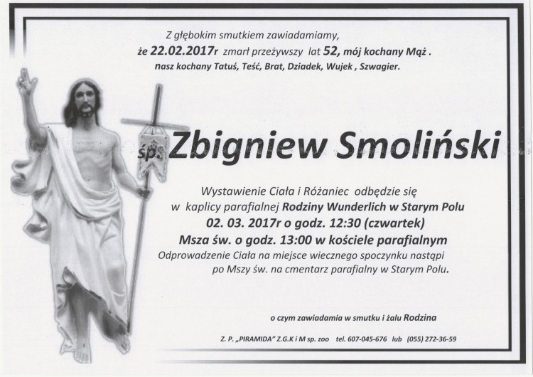 Zmarł Zbigniew Smoliński. Żył 52 lata.