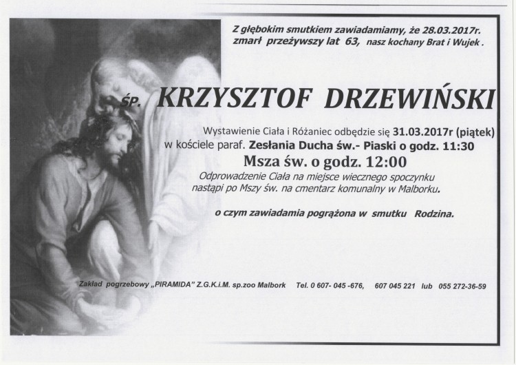 Zmarł Krzysztof Drzewiński. Żył 63 lata.