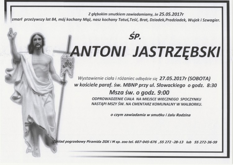 Zmarł Antoni Jastrzębski. Żył 84 lata.