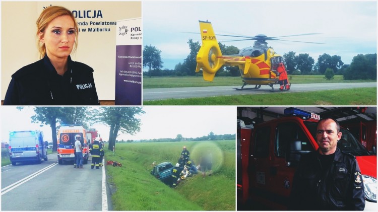 Wypadek na DK22. 47-latka wpadła do rowu i koziołkowała. Ona i pasażerowie&#8230;